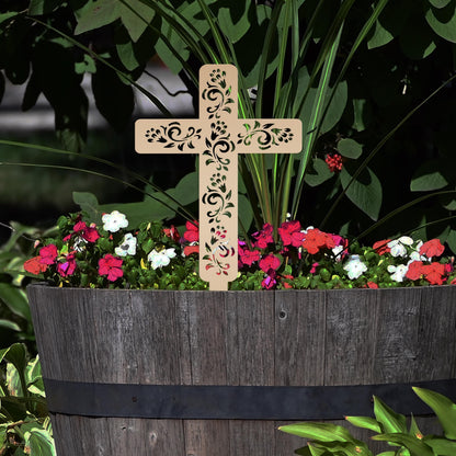 Cross for Front Yard or Garden, Metal Scrolled Cross, Christian Easter Decor