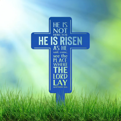 Metal Easter Cross Yard Stake - Matthew 28
