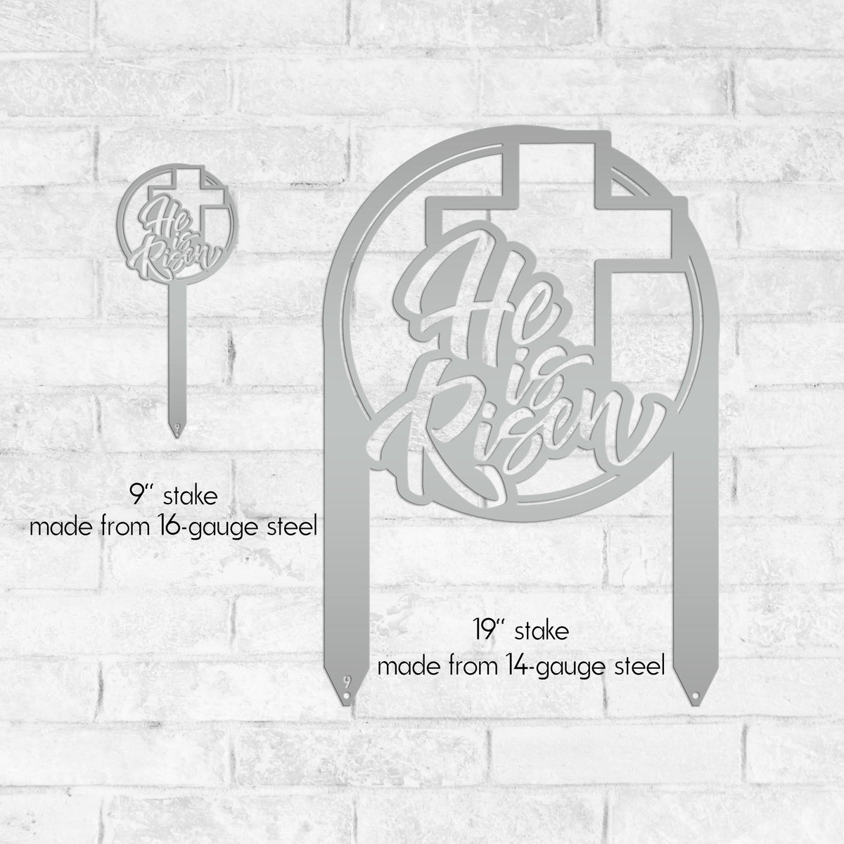 Metal He Is Risen Yard Stake - Christian Easter Decor - Powder Coated Outdoor Easter Decorations