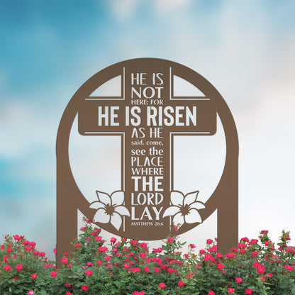 Round Outdoor Christian Easter Yard Stake - Heavy Duty Easter Decor - Gift for Christian - Powder Coated Easter Decor