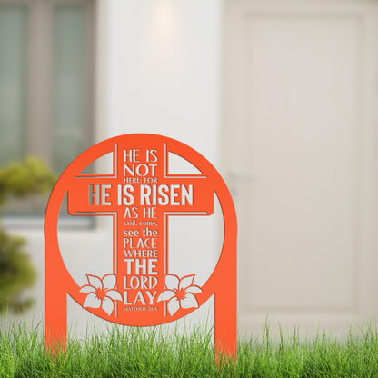 Round Outdoor Christian Easter Yard Stake - Heavy Duty Easter Decor - Gift for Christian - Powder Coated Easter Decor