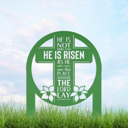 Round Outdoor Christian Easter Yard Stake - Heavy Duty Easter Decor - Gift for Christian - Powder Coated Easter Decor