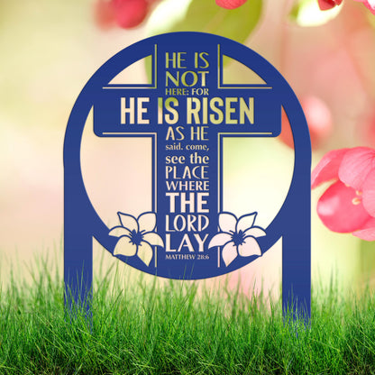 Round Outdoor Christian Easter Yard Stake - Heavy Duty Easter Decor - Gift for Christian - Powder Coated Easter Decor
