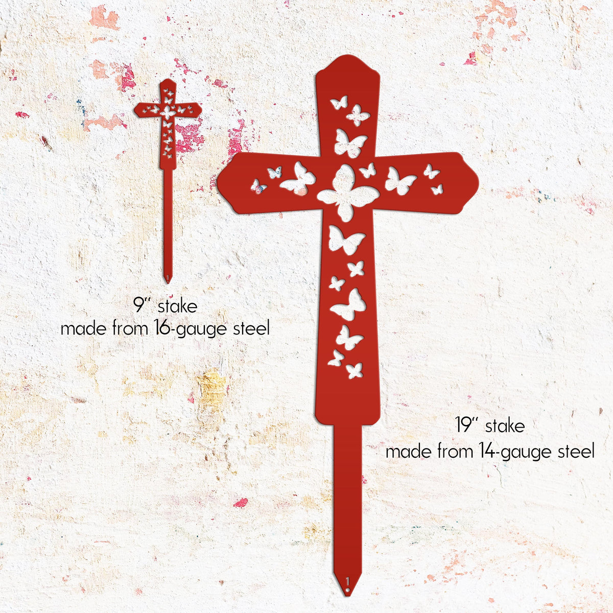 Cross Metal Yard Stake  with Butterflies,  Outdoor Christian Decor, Easter Decor, Mother's Day Gift
