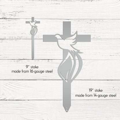Dove Cross Metal Yard Stake - Christian/Easter Decor