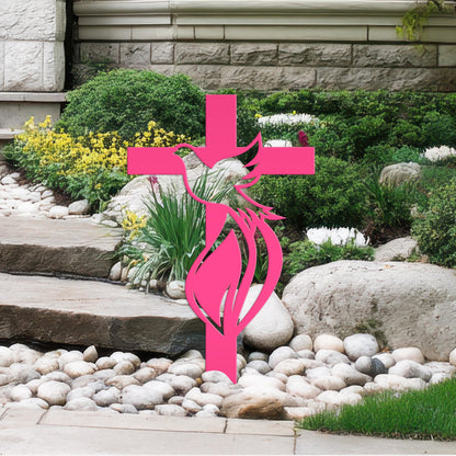 Dove Cross Metal Yard Stake - Christian/Easter Decor