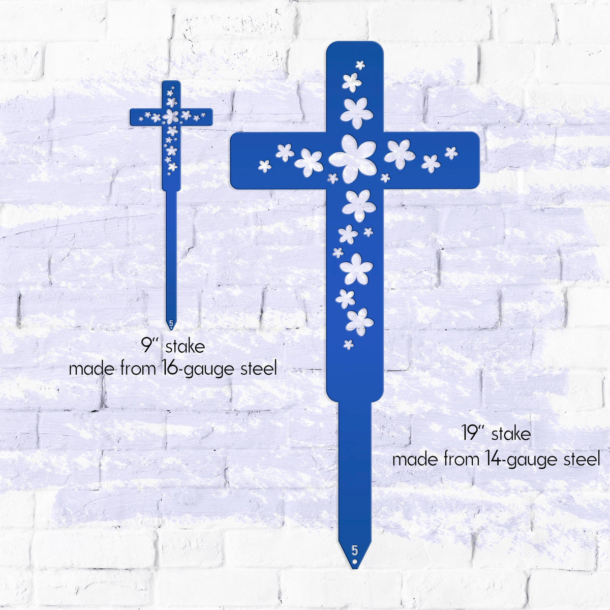 Flower Cross Metal Yard Stake - Christian/Easter Decor