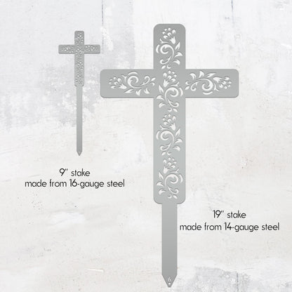 Cross for Front Yard or Garden, Metal Scrolled Cross, Christian Easter Decor