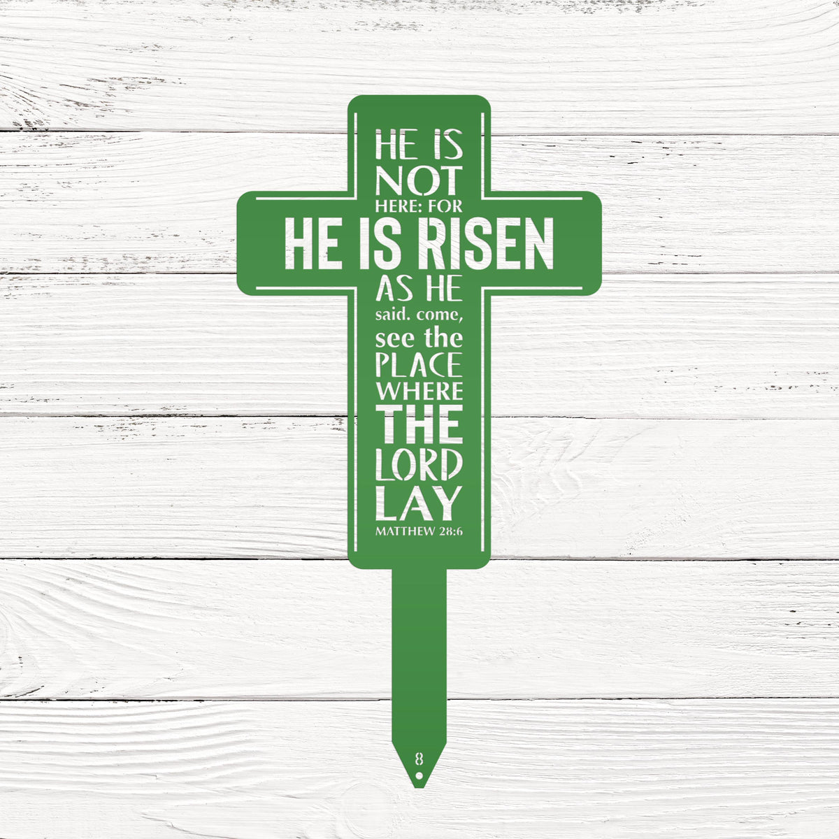 Metal Easter Cross Yard Stake - Matthew 28
