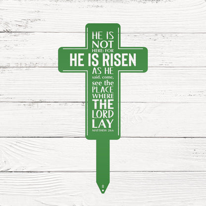 Metal Easter Cross Yard Stake - Matthew 28