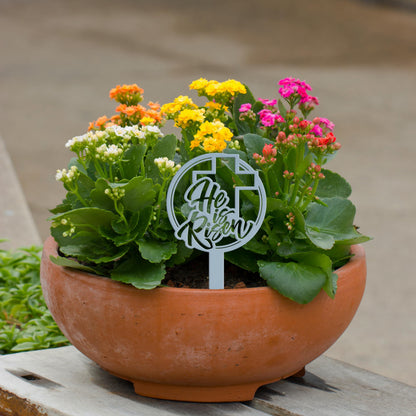 Metal He Is Risen Yard Stake - Christian Easter Decor - Powder Coated Outdoor Easter Decorations