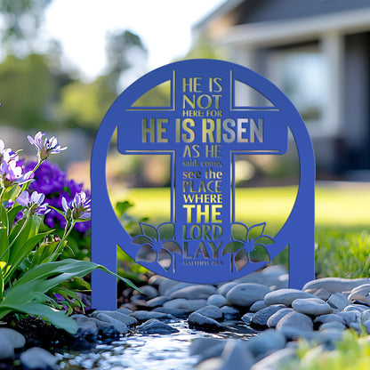 Round Outdoor Christian Easter Yard Stake - Heavy Duty Easter Decor - Gift for Christian - Powder Coated Easter Decor