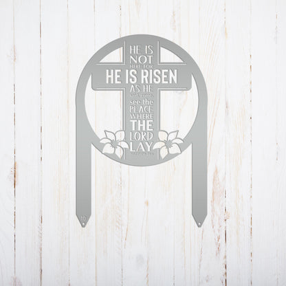 Round Outdoor Christian Easter Yard Stake - Heavy Duty Easter Decor - Gift for Christian - Powder Coated Easter Decor