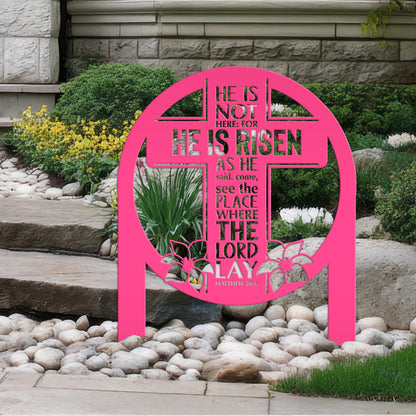 Round Outdoor Christian Easter Yard Stake - Heavy Duty Easter Decor - Gift for Christian - Powder Coated Easter Decor