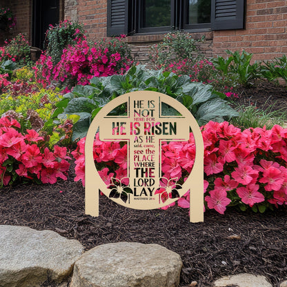 Round Outdoor Christian Easter Yard Stake - Heavy Duty Easter Decor - Gift for Christian - Powder Coated Easter Decor