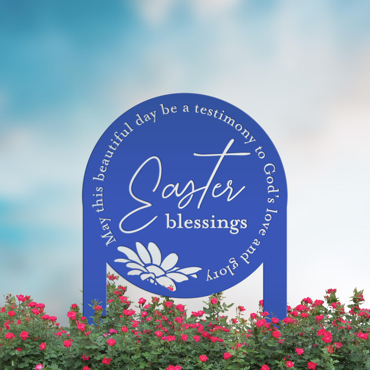 Metal Easter Blessings Metal Yard Stake - Outdoor Easter Decor