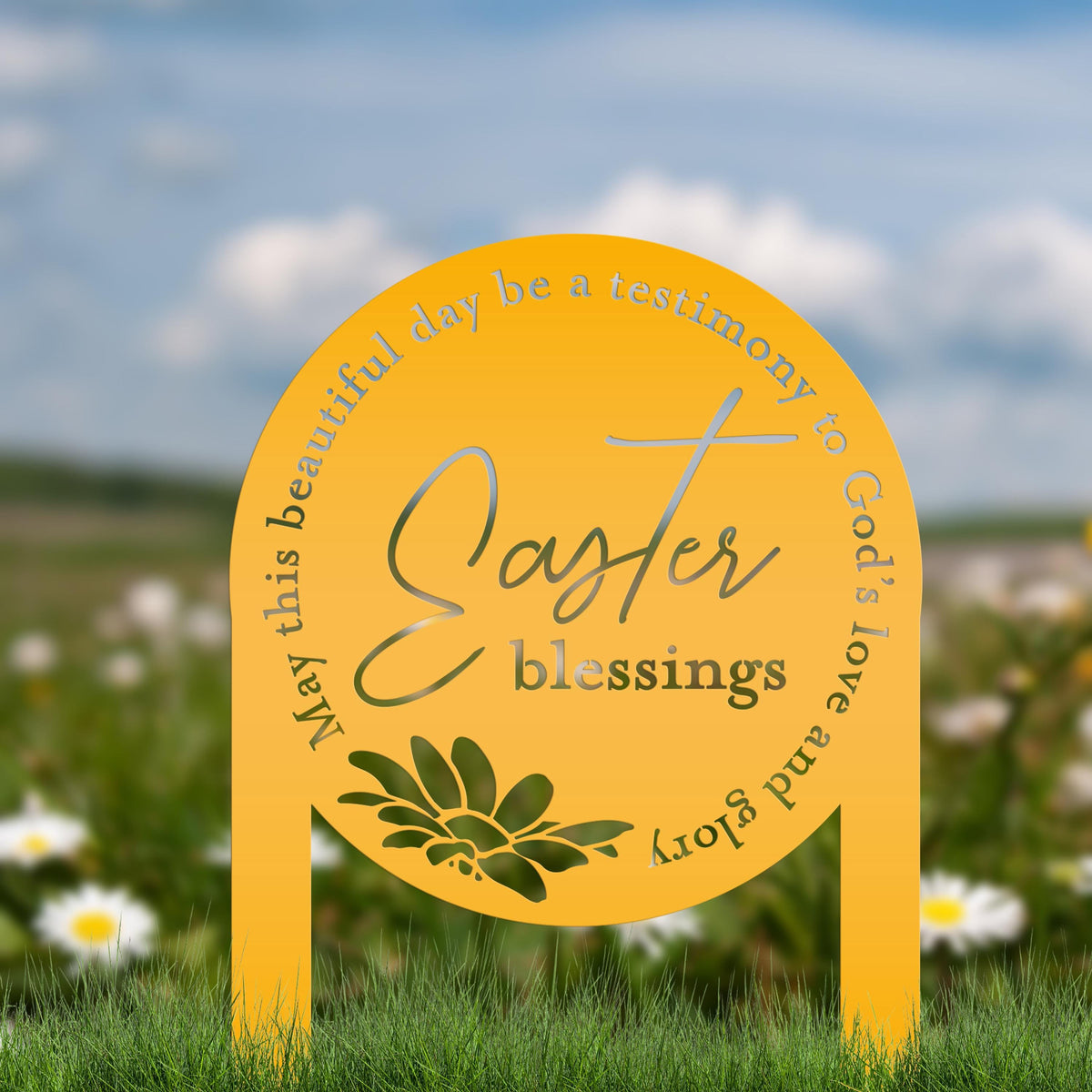 Metal Easter Blessings Metal Yard Stake - Outdoor Easter Decor