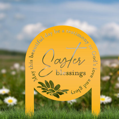 Metal Easter Blessings Metal Yard Stake - Outdoor Easter Decor