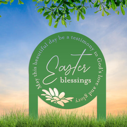 Metal Easter Blessings Metal Yard Stake - Outdoor Easter Decor