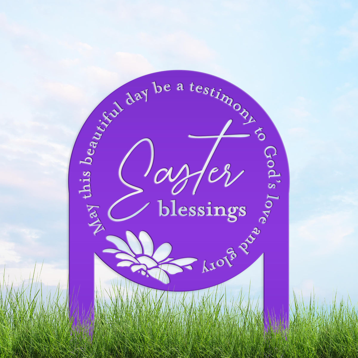 Metal Easter Blessings Metal Yard Stake - Outdoor Easter Decor