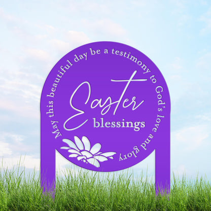 Metal Easter Blessings Metal Yard Stake - Outdoor Easter Decor