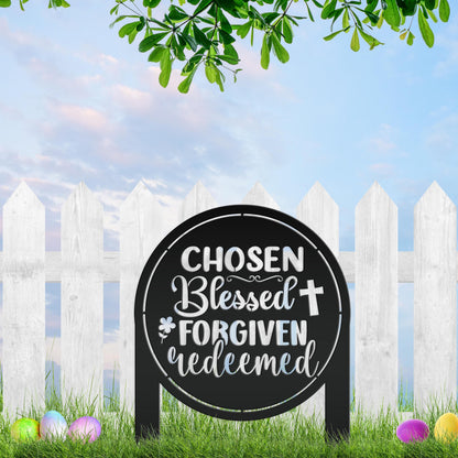 Christian Metal Yard Sign- Easter Decor - Blessed Yard Sign