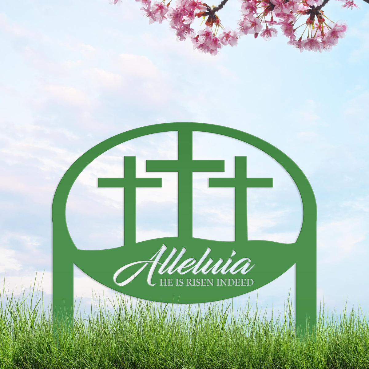 Easter Decor - He is Risen Indeed Yard Sign - Religious Metal Art