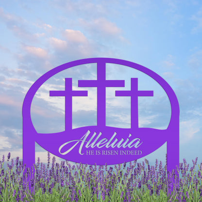 Easter Decor - He is Risen Indeed Yard Sign - Religious Metal Art