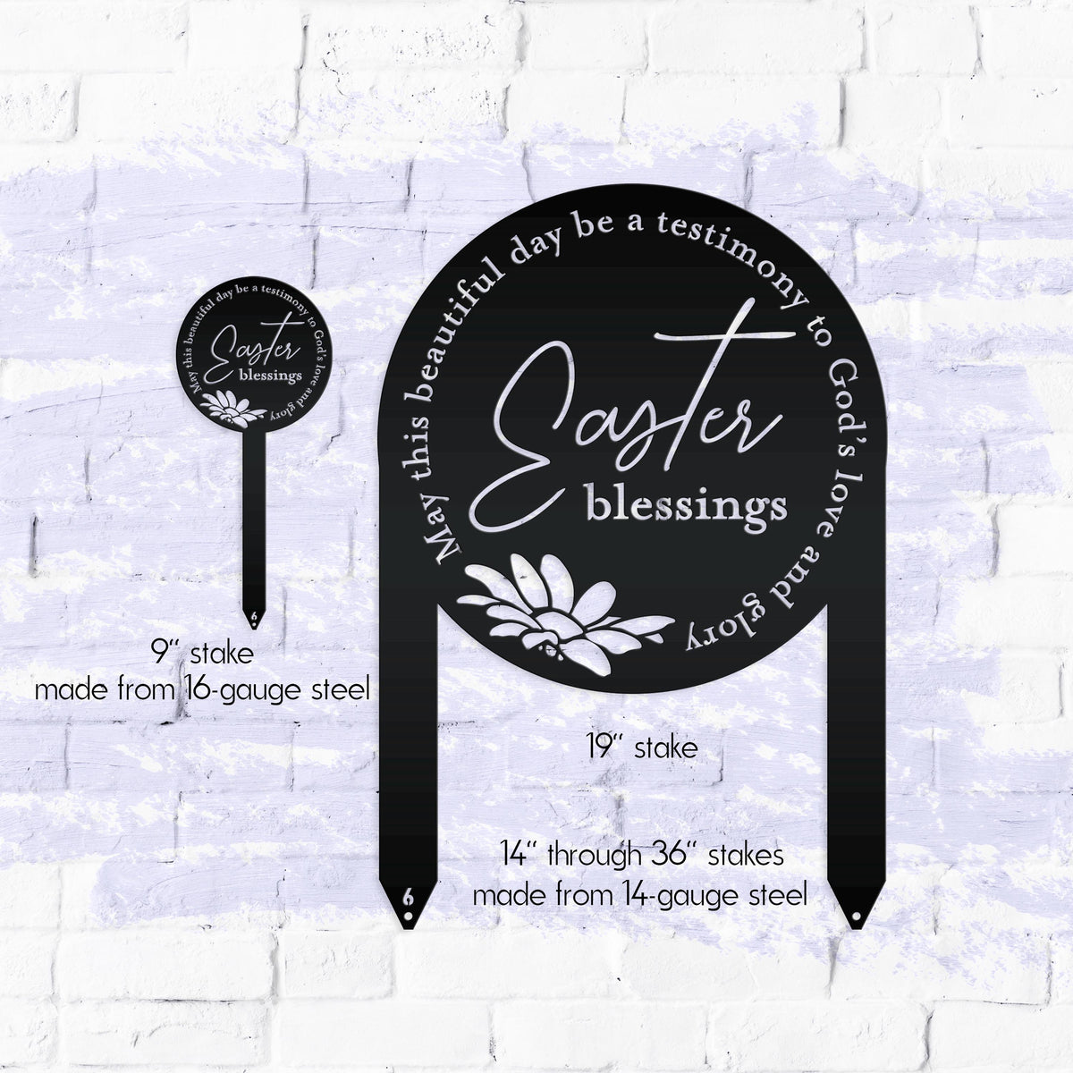 Metal Easter Blessings Metal Yard Stake - Outdoor Easter Decor