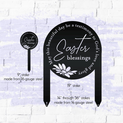 Metal Easter Blessings Metal Yard Stake - Outdoor Easter Decor