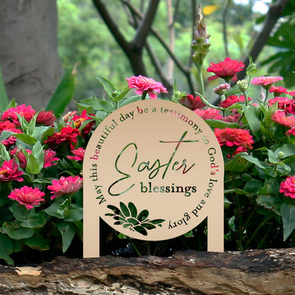 Metal Easter Blessings Metal Yard Stake - Outdoor Easter Decor