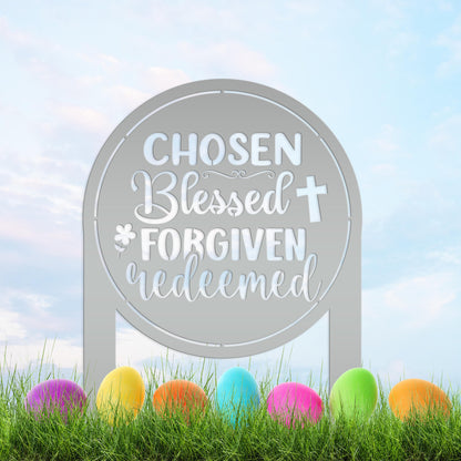 Christian Metal Yard Sign- Easter Decor - Blessed Yard Sign