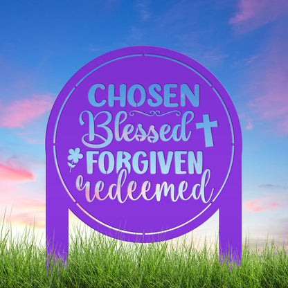 Christian Metal Yard Sign- Easter Decor - Blessed Yard Sign
