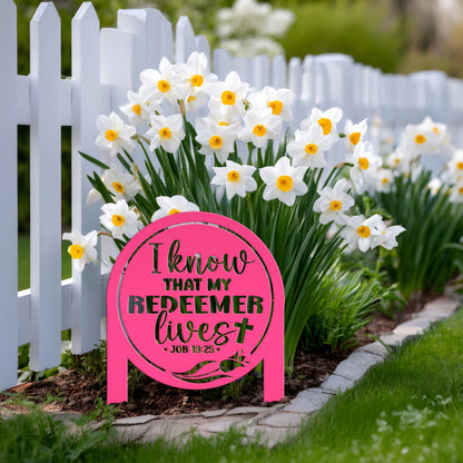 Outdoor Christian Easter Metal Yard Stake - Christian Gift - Pastor Gift - Bible Verse Art - Job 19:25