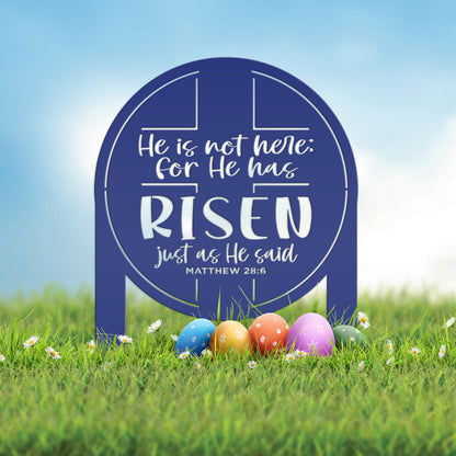 Metal Outdoor Easter Yard Stake - He Is Risen Christian Easter Decor