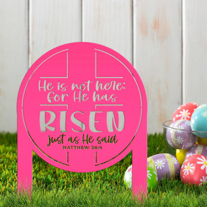 Metal Outdoor Easter Yard Stake - He Is Risen Christian Easter Decor