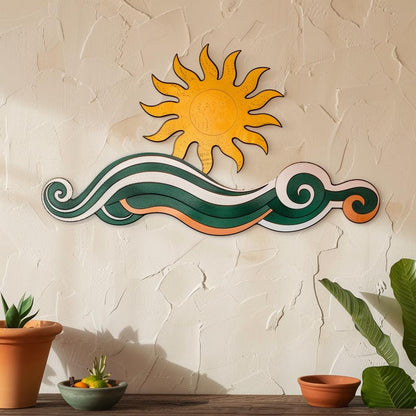 UV Printed Aluminum Metal Wall Art, Coastal Sunset Decor, Boho Beach House Sign