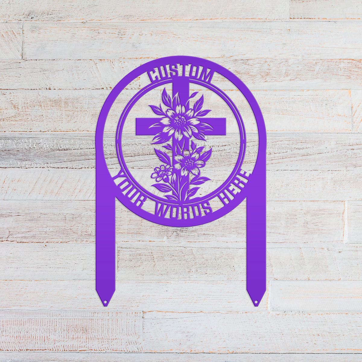 Christian Cross Garden Stake - Gravesite Memorial Metal Sign - Custom Family Name Lawn Art - Religious Yard Ornament - Faith Inspired Signs