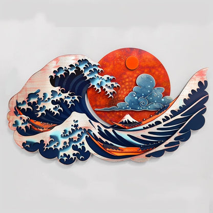 Japanese Wave Metal Wall Art, Coastal Ocean Scene Decor Aluminum (UV Printed)