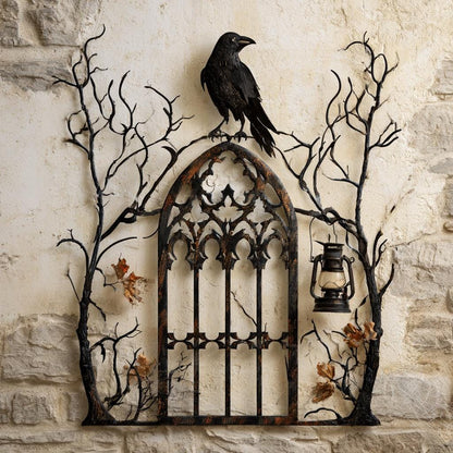 Raven Metal Wall Art, Gothic Halloween Decor, UV Printed Aluminum Sign
