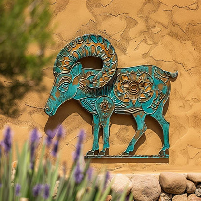 Bighorn Ram Metal Wall Art, Southwestern Desert Decor, UV Printed Aluminum Sign