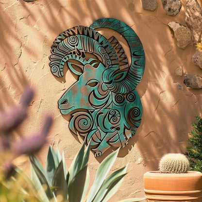 Bighorn Ram Metal Wall Art, Southwestern Desert Decor, UV Printed Aluminum Sign