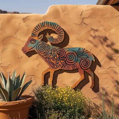 Bighorn Ram Metal Wall Art, Southwestern Desert Decor, UV Printed Aluminum Sign