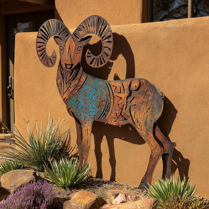 Bighorn Ram Metal Wall Art, Southwestern Desert Decor, UV Printed Aluminum Sign