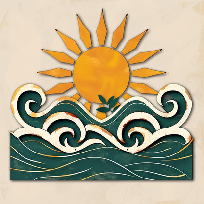 UV Printed Aluminum Metal Wall Art, Coastal Sunset Decor, Boho Beach House Sign