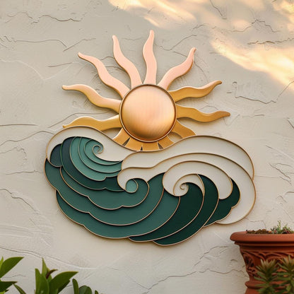 UV Printed Aluminum Metal Wall Art, Coastal Sunset Decor, Boho Beach House Sign
