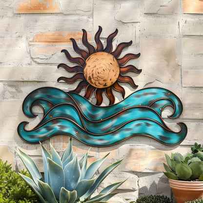 UV Printed Aluminum Metal Wall Art, Coastal Sunset Decor, Boho Beach House Sign