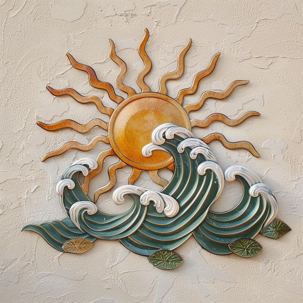 UV Printed Aluminum Metal Wall Art, Coastal Sunset Decor, Boho Beach House Sign