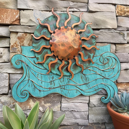 UV Printed Aluminum Metal Wall Art, Coastal Sunset Decor, Boho Beach House Sign