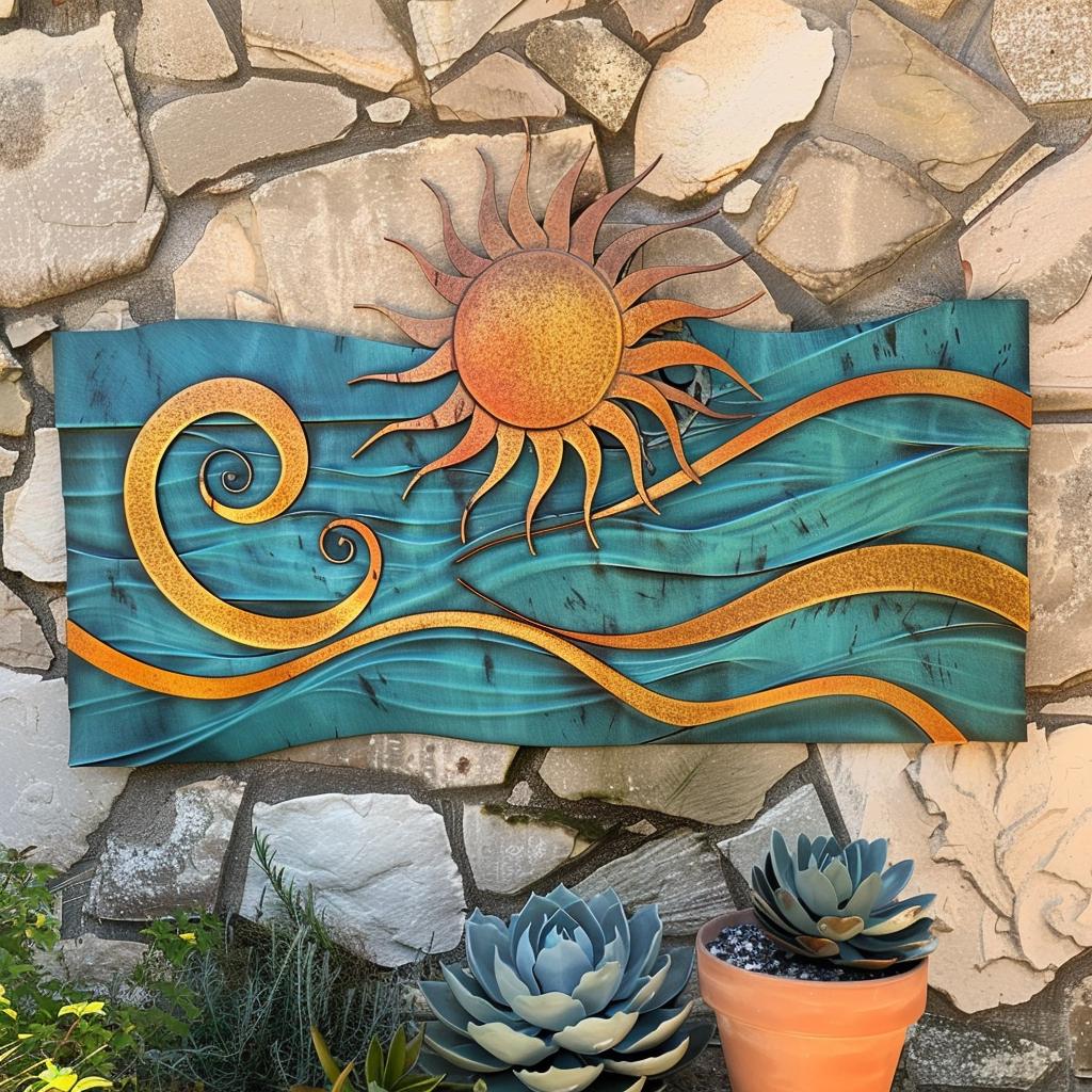 UV Printed Aluminum Metal Wall Art, Coastal Sunset Decor, Boho Beach House Sign